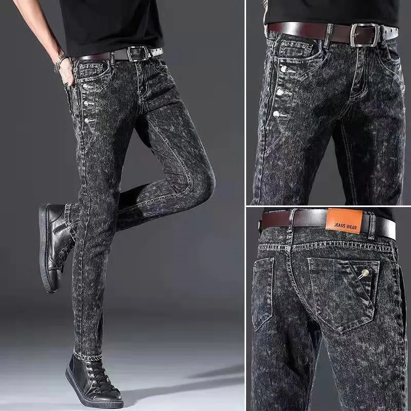 Heren jeans aankomst Hoogwaardige Slim Fit Jeans Men Fashion Classic Denim Skinny Male Male Men's Casual hoogwaardige broek 230417