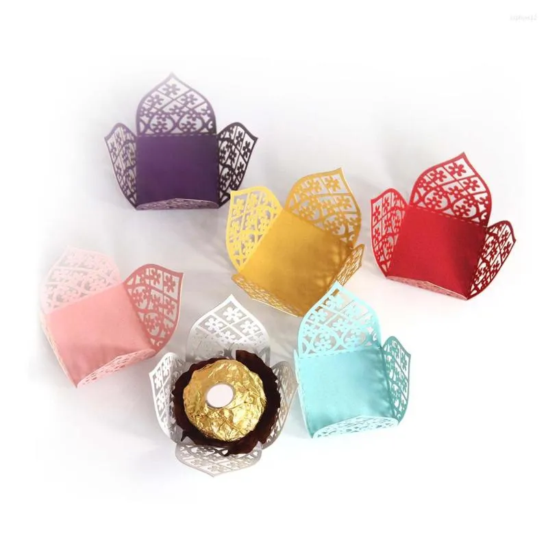 Confezione regalo 50 pezzi Scatola di caramelle di carta Involucri di cioccolato con fiori Bar Bomboniere e regali Forniture per feste Compleanno