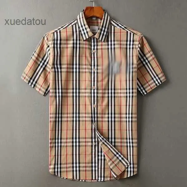 Camicia casual da uomo moda burbereys stampa scozzese a righe da uomo Camisas De Hombre bavero manica corta banchetto in cotone di alta qualit