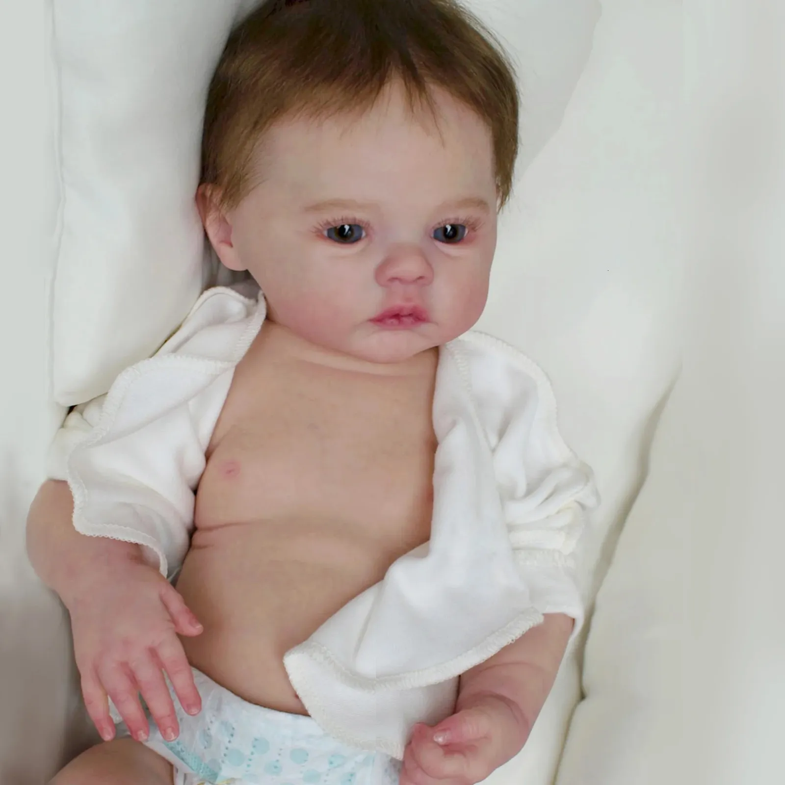 47CM Grass Hand Painted Reborn Baby Doll With Root Hair And Soft
