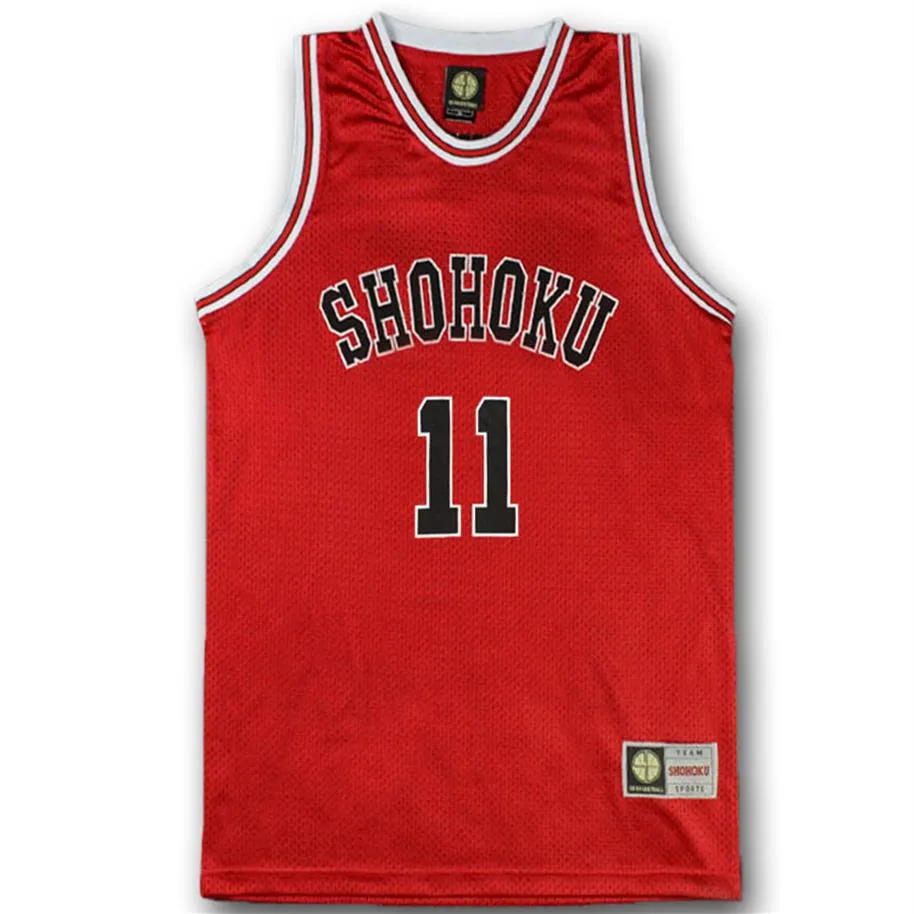 Slam Dunk Shohoku 고등학교 No 11 Rukawa Kaede 코스프레 SD 탑 베스트 농구 Jersey342n