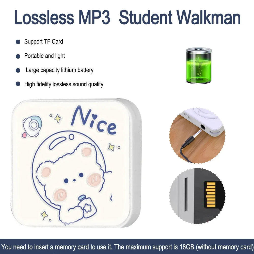 MP3 MP4 Players Mini Cartoon Pattern Music Player Student Sports Running Walkman with USB Cable Headphones 231117