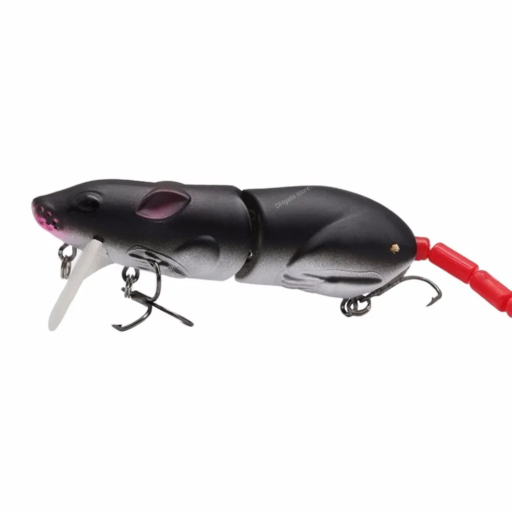 2 Sections 3D Mouse Fishing Lures Hard Plastic Wobbling Rat