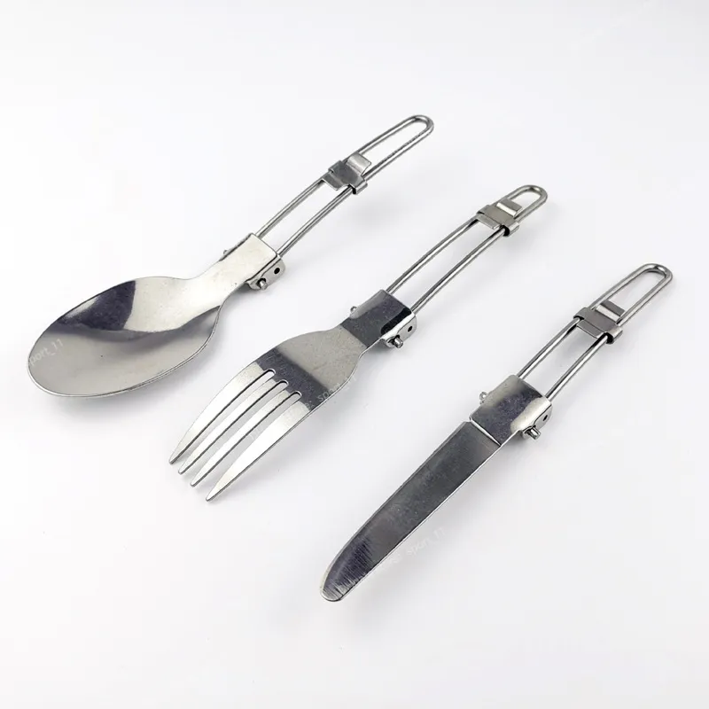 Camping Fork Spoon Outdoor Tableware Foldable Ultralight Stainless Steel Set Of Dishes For Camping Outdoor Cooking Camp nbsp;Cooking nbsp;SuppliesOutdoor