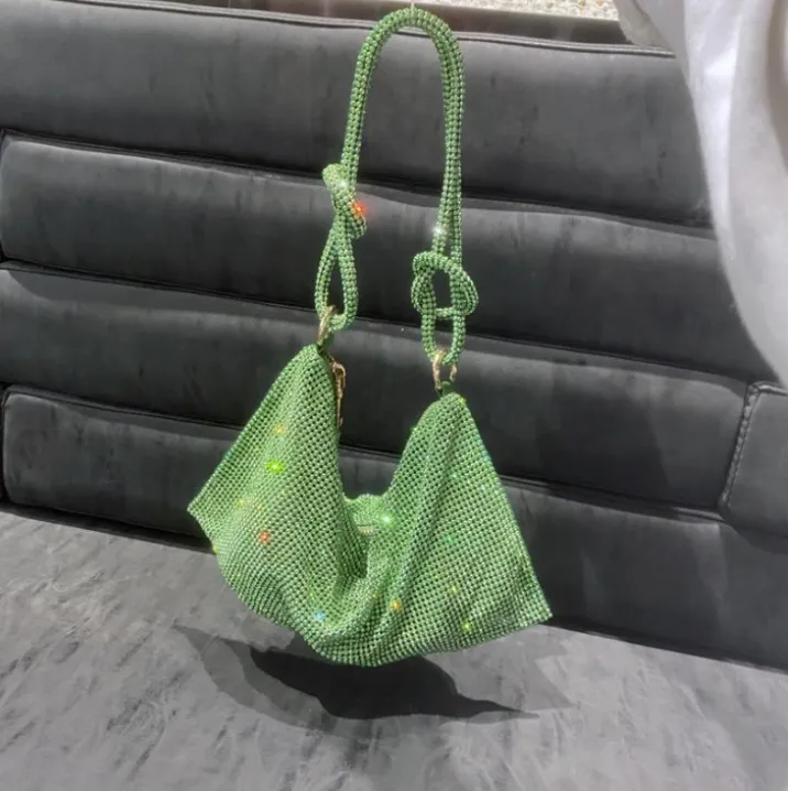 Monedero de diamantes de imitación de alta calidad, bolso brillante, monederos de diamantes plateados para mujer, bolso de noche de graduación con diamantes de imitación, bolso Hobo