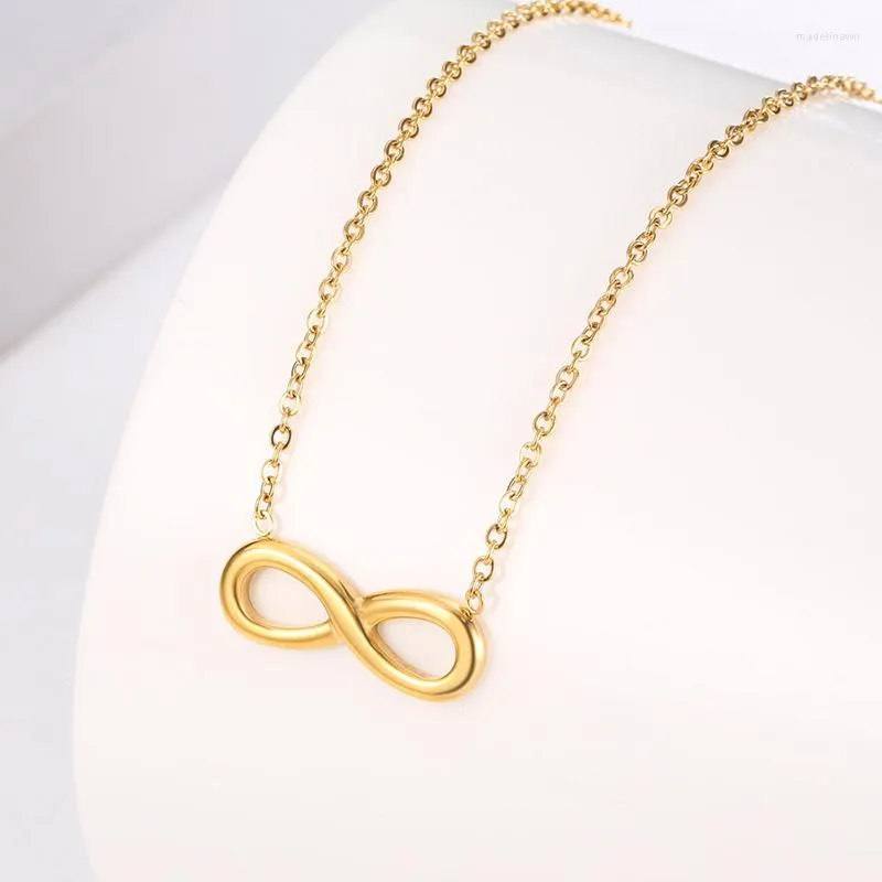 Chaînes Love 8 mots Infinity Pendentif Collier Femme Chaîne En Acier Inoxydable INS Simple Minimaliste Ras Du Cou Polyvalent Cadeau Bijoux