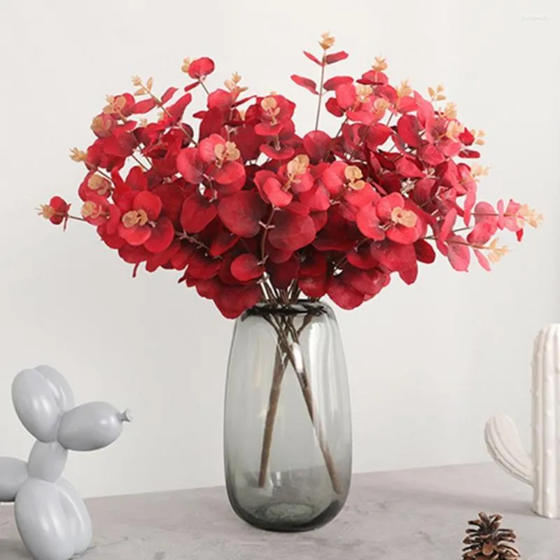 Fleurs décoratives fleur artificielle réaliste à la recherche de couleur vibrante attrayant Faux eucalyptus Table à manger fausse plante décor pour la maison