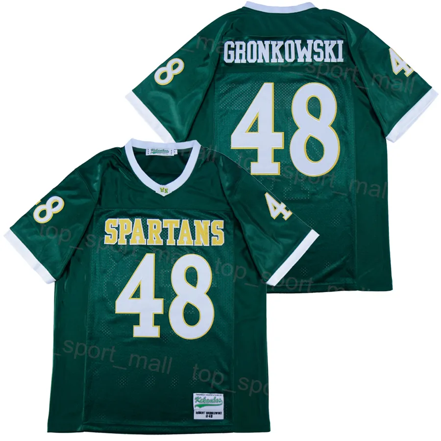 High School Football 48 Rob Gronkowski Jersey Williamsville Spartans Pure Cotton Moive Breattable Team Green College Stitched University for Sport Fans Pullover