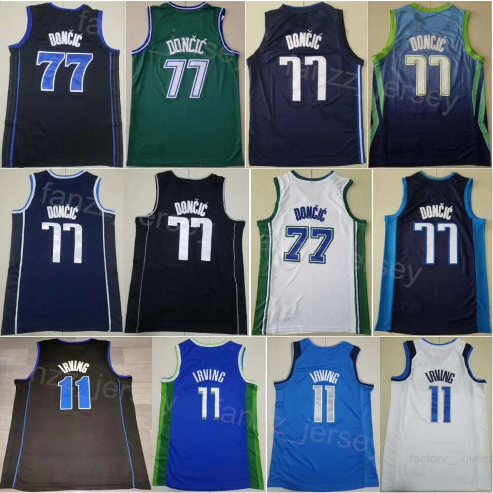 City Luka Doncic Basketball Jerseys 77 zarobił Kyrie Irving 11 oświadczenie Stowarzyszenie Klasyczna ikona drużyna kolor czarny zielony zielony granatowy dla fanów sportu wszystkie szwy