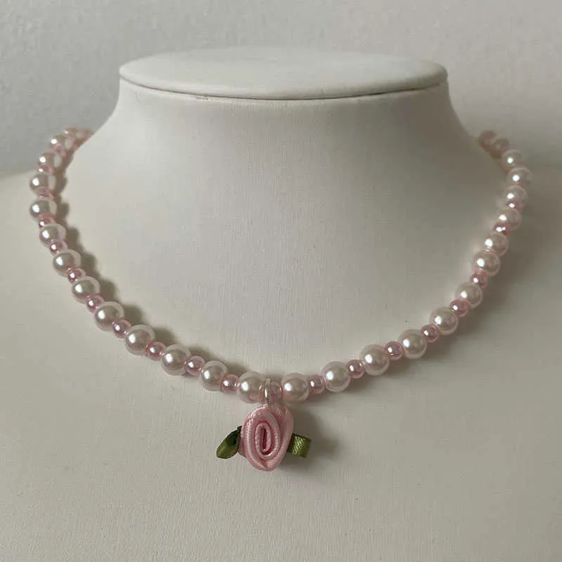 Colares pendentes colar de rosa de cetim feita à mão colar de rosa y2k colar de festa coquete Z0417