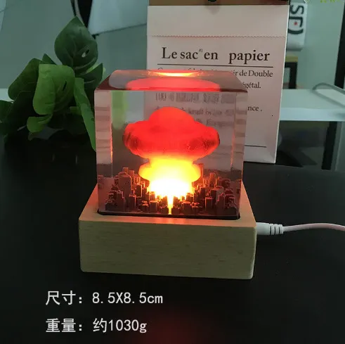 Explosion Atomic Bomb Resin Lamp, Atomic Bomb Custom Night Light, 3D R - On  Wooden