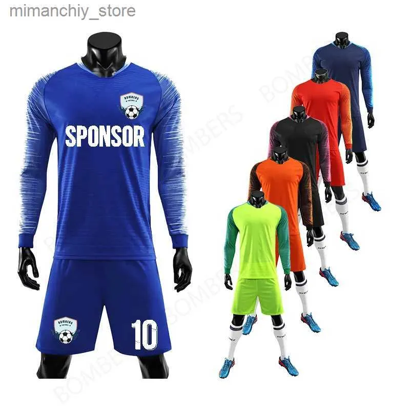 Colecionável Masculino Adulto Crianças Goleiro Uniforme Esponja Protetora Longa Seve Treinamento Profissão Goleiro Jersey Uniformes de Futebol Q231118