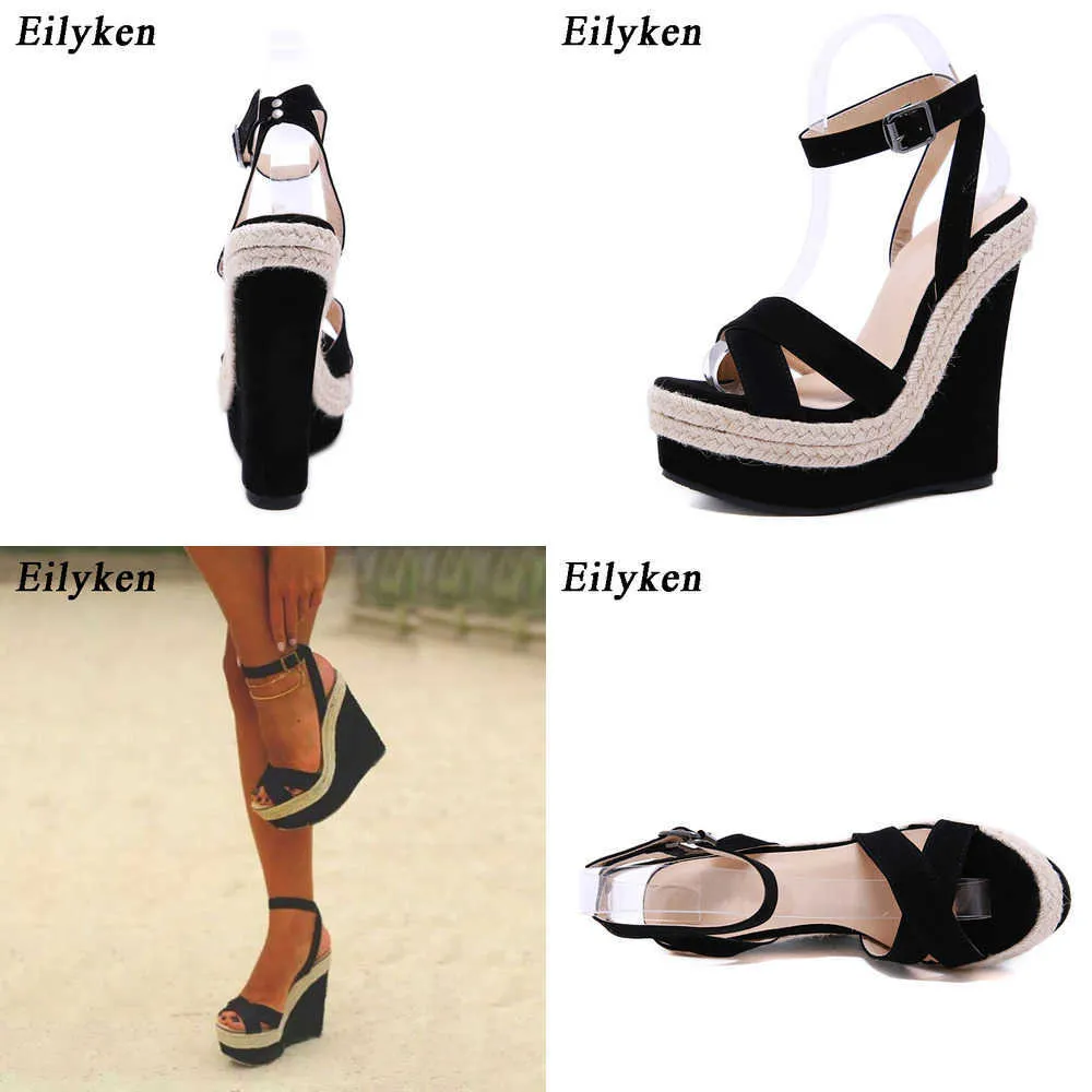 top Fashion Summer Peep Toe Sandals Women Shoes Buckle Ankle Strap Leisure Platform Wedges High Heels 15CM 230306