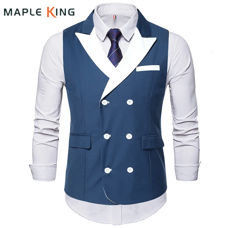 Vestes pour hommes Gilet Formal pour hommes Chaleco Hombre Elegante Double Breasted Wedding Farty Formal Slim Fit Sleeve Sheevel Mens Waistcoat 230418