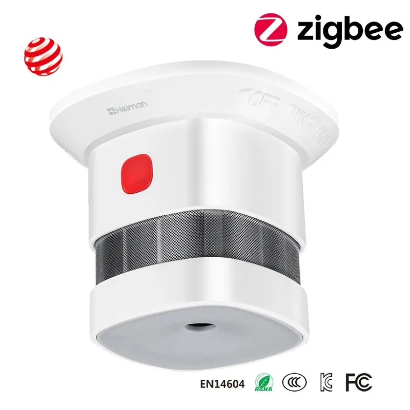 Plugues de alimentação inteligentes HEIMAN Zigbee Detector de fumaça Sistema doméstico 2.4GHz Sensor de prevenção de segurança de alta sensibilidade 231117