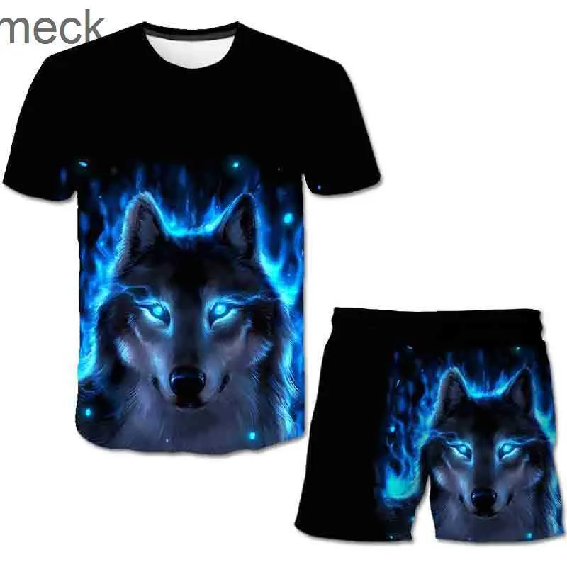 Kledingsets Dome Camera's Baby jongens Meisjes Wolf kleding Sets Kinderen Casual T shirts en shorts kledingpakken Zomer kinderen Cartoon afdrukkostuum