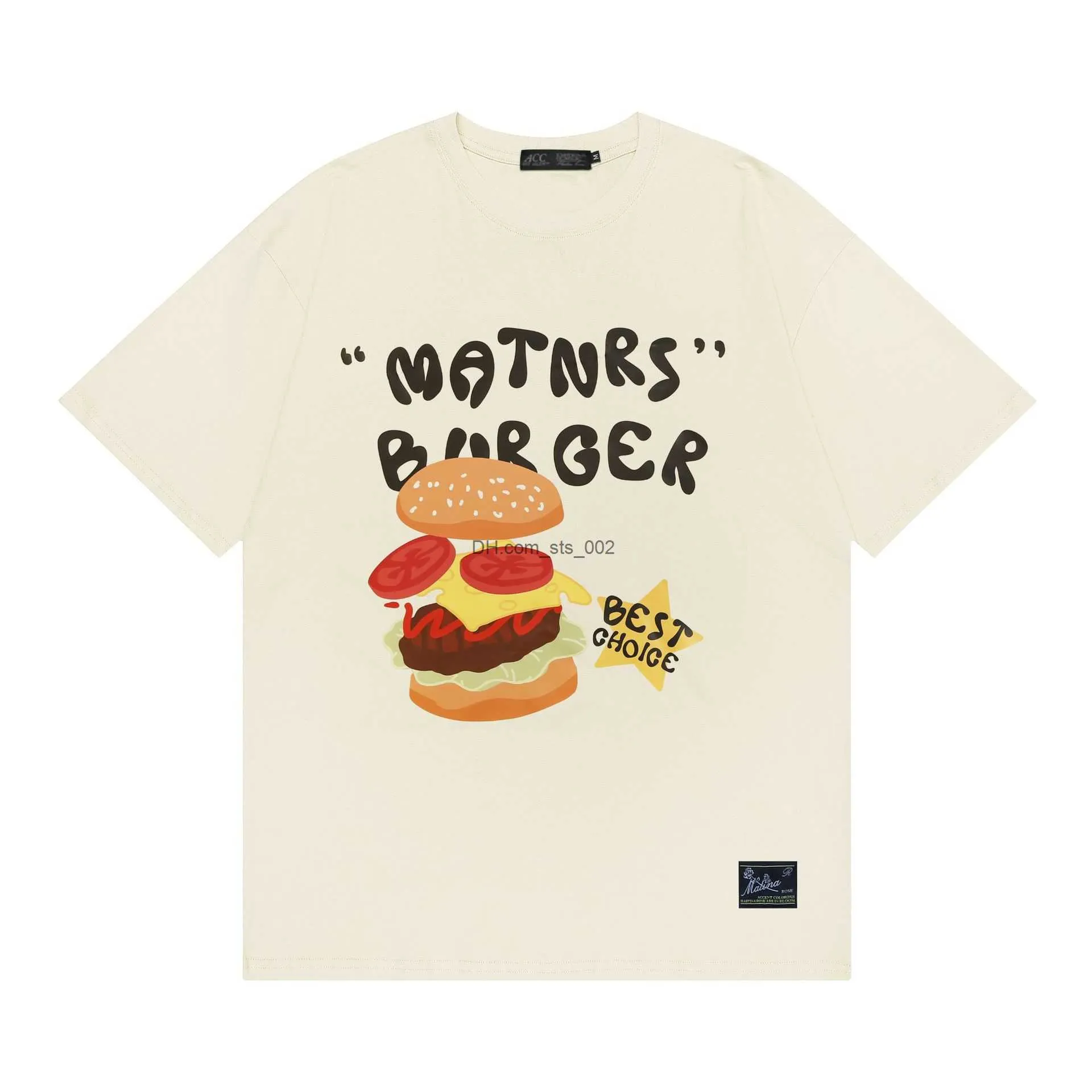 Mäns T-shirts Access 270g Hamburger Mönster Trendiga märke tryckt kortärmad för män och kvinnor Löst passande avslappnad mångsidig par topp T230418