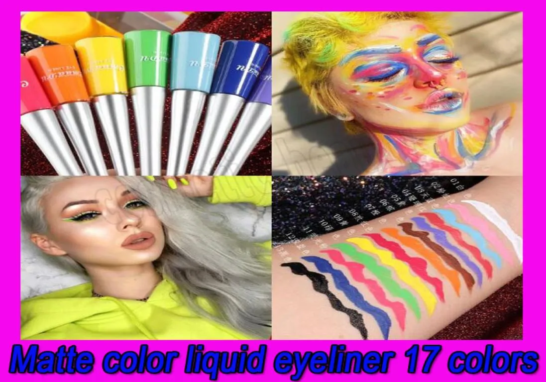 Renkli Neon Yeşil Beyaz Mat Sıvı Eyeliner Kalem Su Geçirmez Makyaj Sıvı Göz Hattı Mavi Yeşil Sarı Gözler Kozmetik Kalem 17 7329078