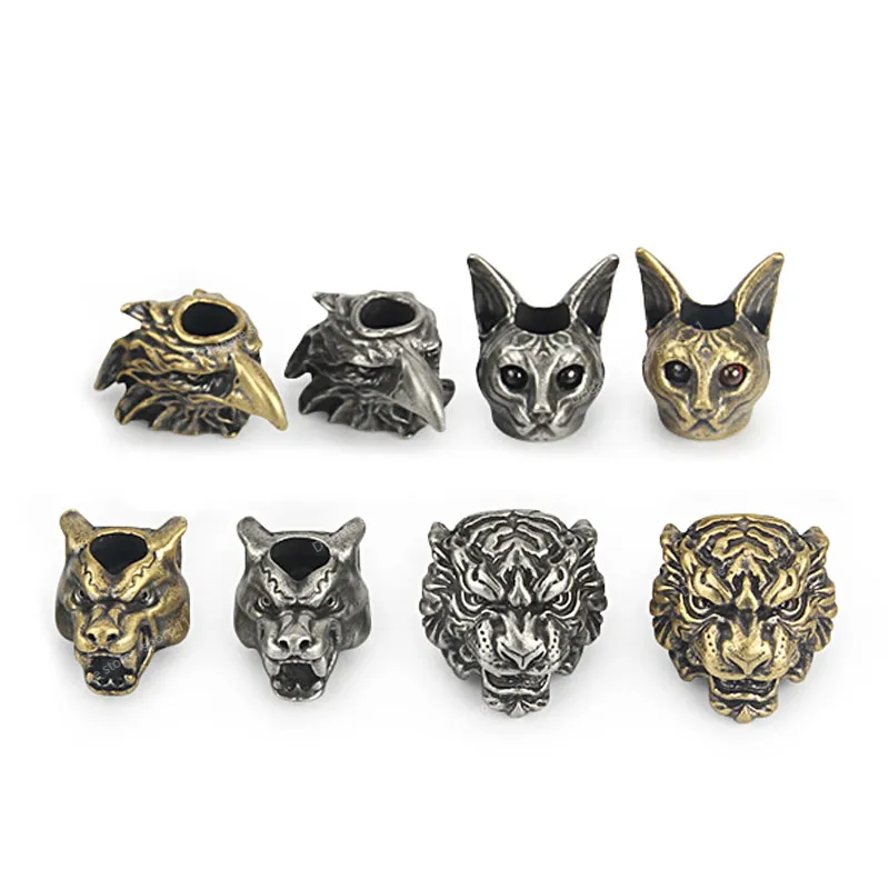 Animals Brass Rope Beads Cat Knife Beads DIY Umbrella Paracord Bead Keychain Pendant Camping HikingParacord beads lace paracord knife