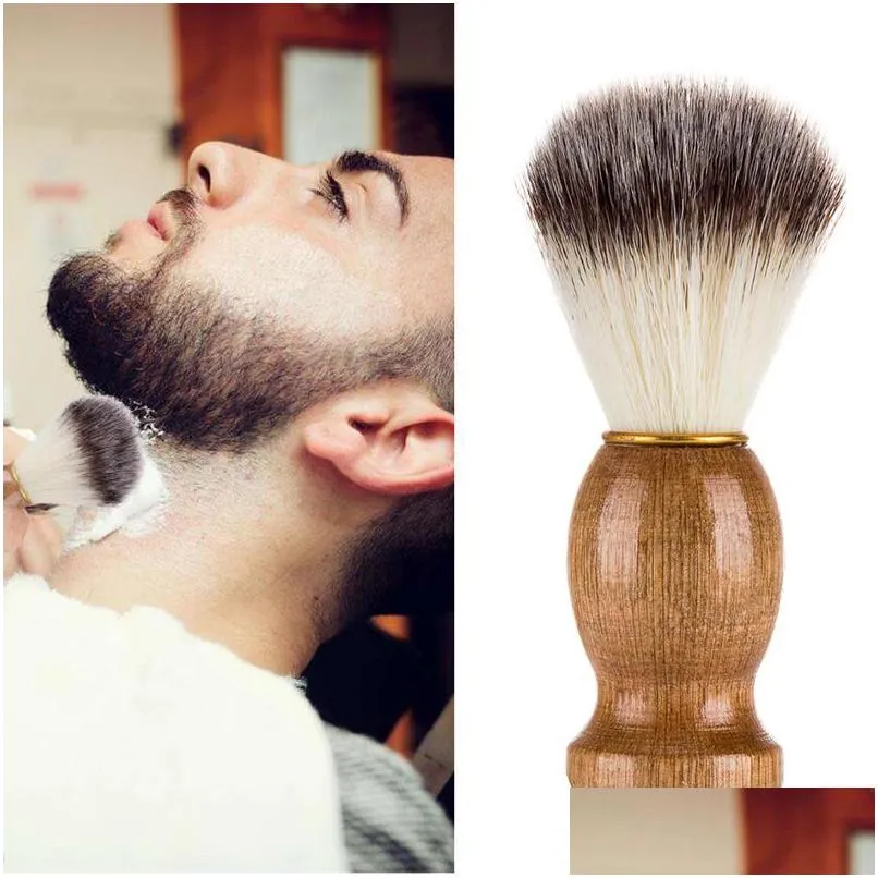 Spazzole da bagno Spugne Scrubber Manico in legno Spazzole per il viso in nylon Spazzola per la pulizia della barba del viso da uomo Bellezza della casa Clean T Dhgarden Dhizt