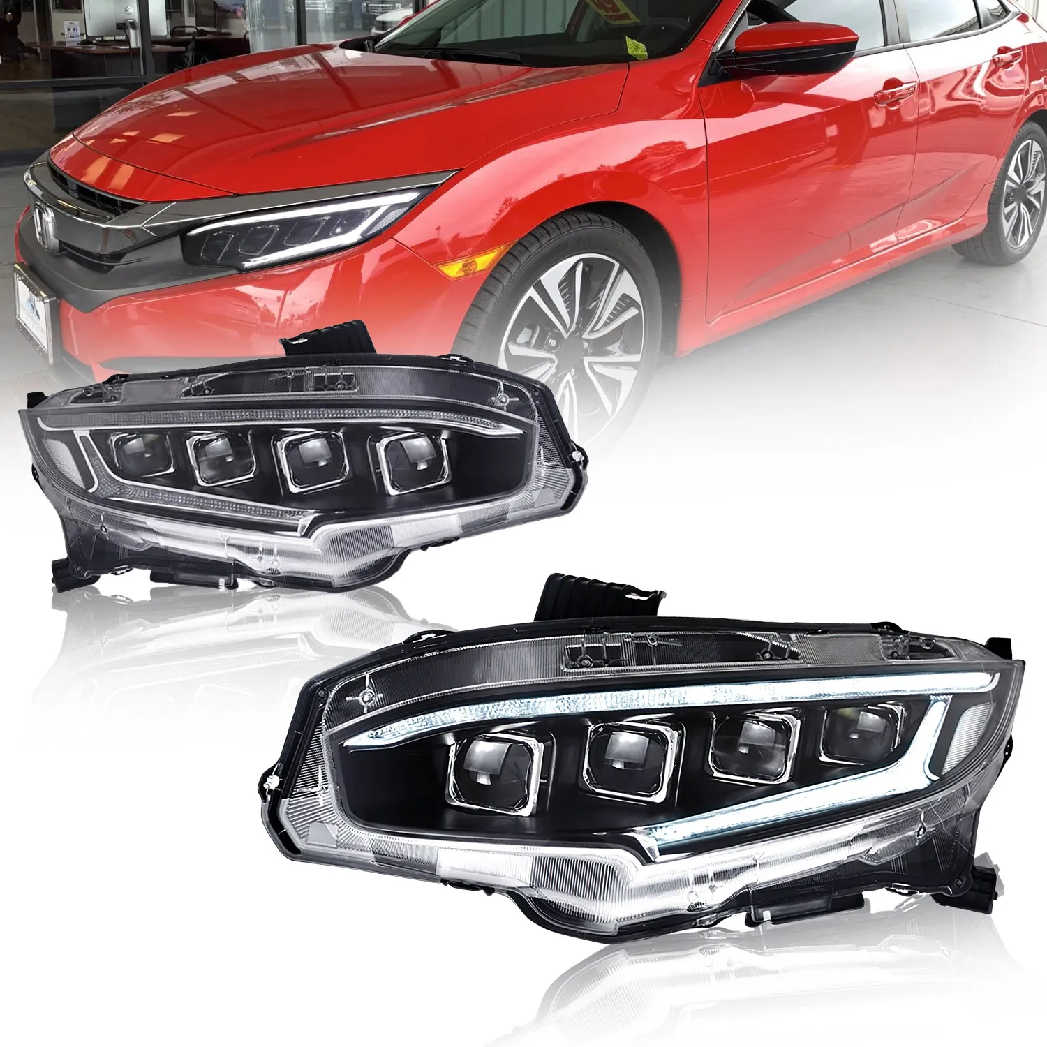 Black Halogen Headlights With LED DRL For Honda Accord 2016-2017 – Pair