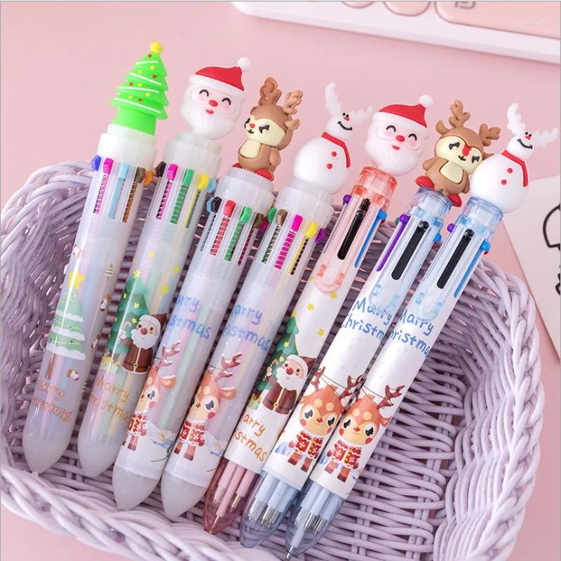 10/20pc Kawaii Christmas 10-color 6colos Cartoon 0.5mm Ball Pen Creativity Stationery Office School Writing Supplies