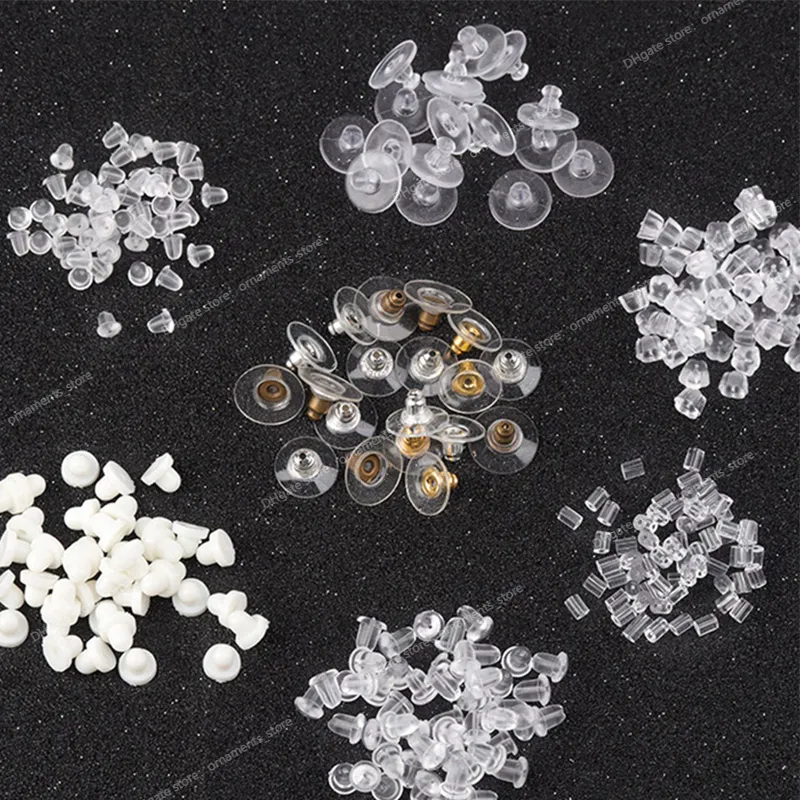 100-200pcsラバーイヤリングバックシリコーン丸い耳栓ブロックキャップearrings back stoppers for diy parts Jewelryの調査結果