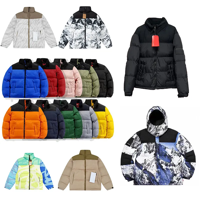 Mens Winter Jacket Women Splice Down Hooded Embroidery Down Jacket