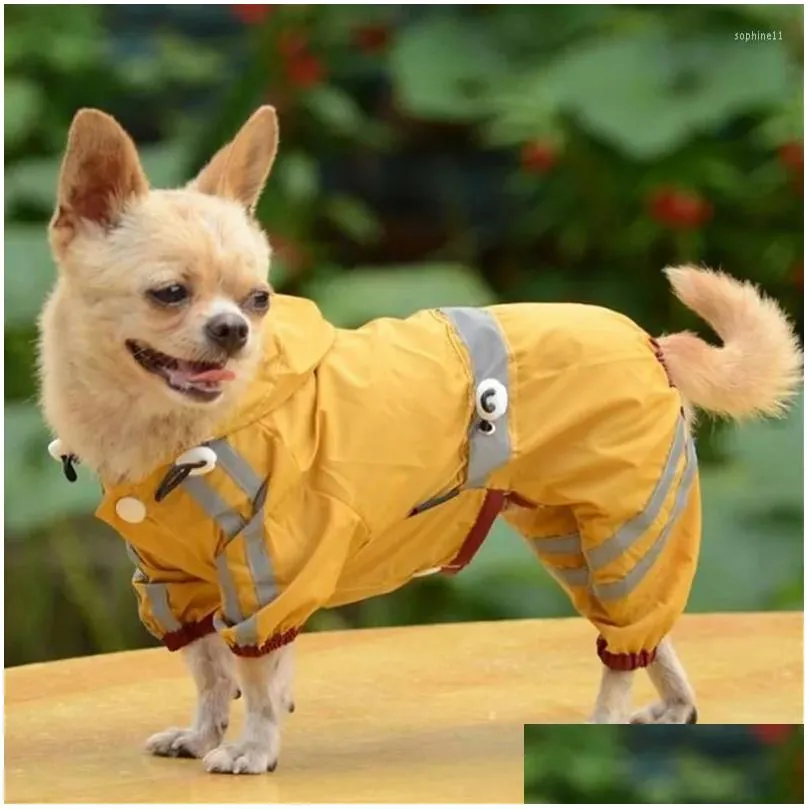 Vêtements pour chiens Vêtements imperméables pour petits chiens Manteaux de pluie pour animaux de compagnie Veste Chiot Raincoat Bande réfléchissante Yorkie Chihuahua Produit Drop de Dhzzh
