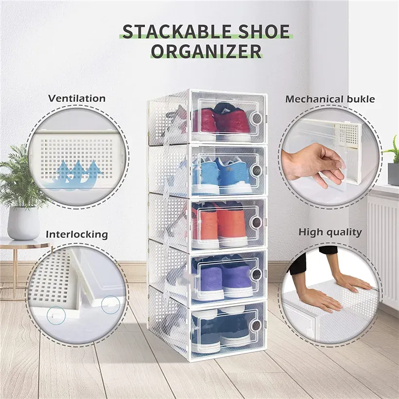 Shoe Storage Boxes Clear Plastic Stackable Shoe... From Stayrich, $5.58 ...