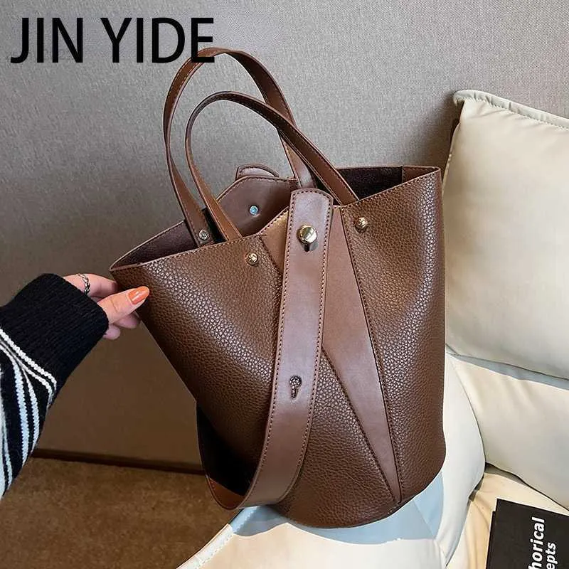 Shoulder Bags Jin YIde Bucket Crossbody Bags for Women 2023 Winter Vintage Small Solid Color Shoulder Side Bag Winter Trend Designer Handbags