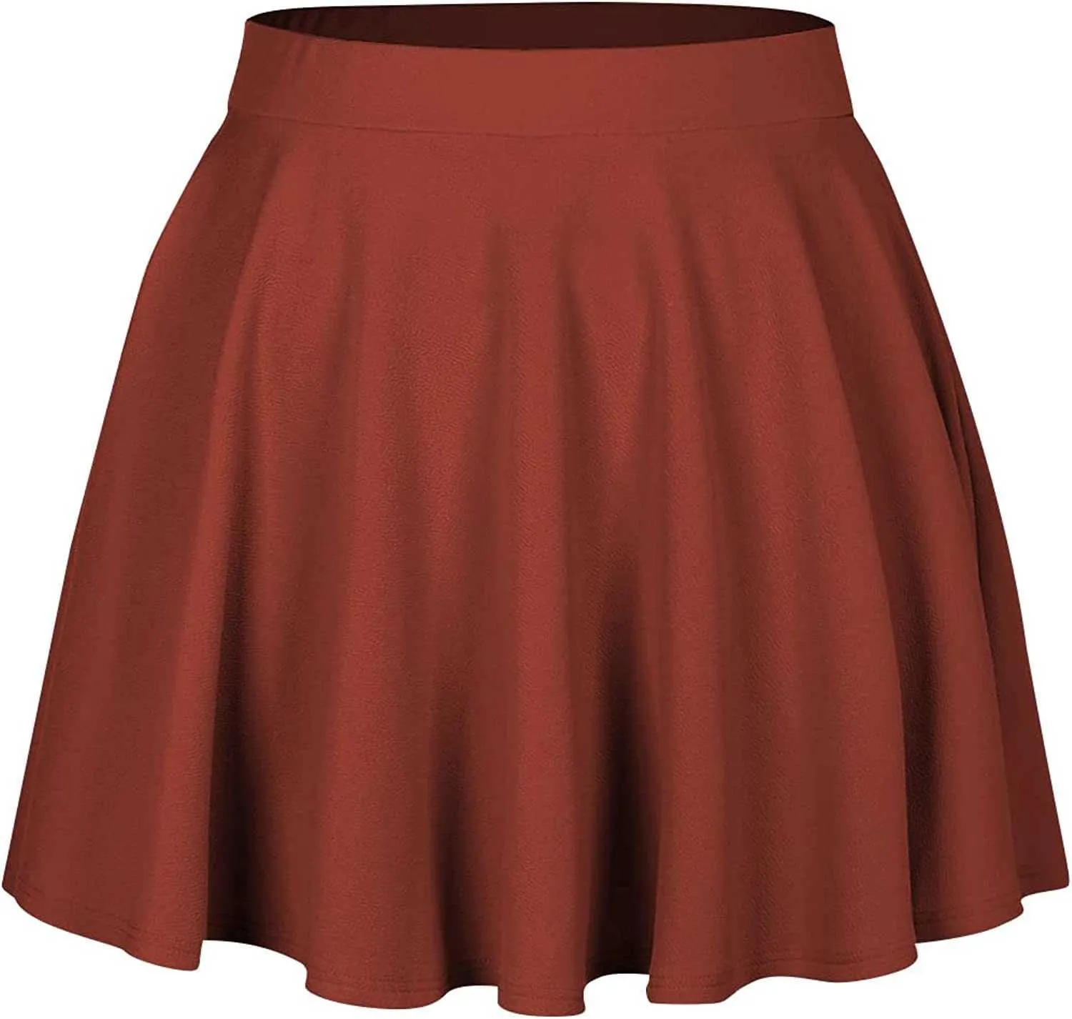 Romwe Women's Plus Size Stretchy Elastic Waist Flared Casual Mini Skater Skirt