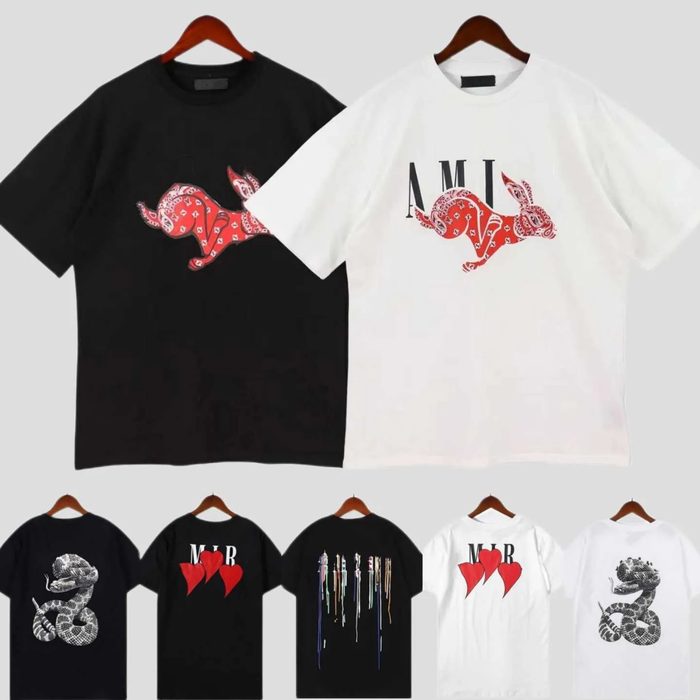 Limited Edition Designer t Shirt of 23ss Rabbit Year New Couples Tees Street Wear Summer Fashion Shirt Splash-ink Letter Print Design Couple Short Sleeves
