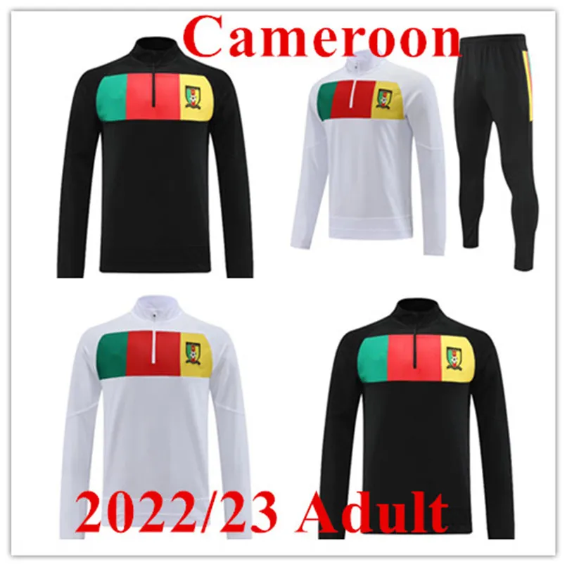 Cameroon 2024 World Cup Soccer Tracksuit for Men Long Sleeve Breathable Polyester Football Jersey Jogging Set