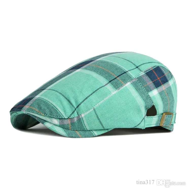 Fashion Accessories Personality Hat Female Spring/Summer Breathable Plaid Berets Male British Retro Duck Tongue Forward Hats Artist Hat LT645