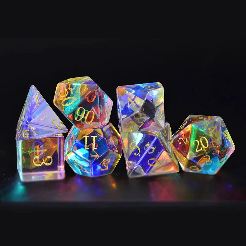 Perline Altro Fantasy Crystal Reiki Healing Dice Number Digital Polyhedral Set For Collection DND RPG COC Board Table Games Tool GiftAltro