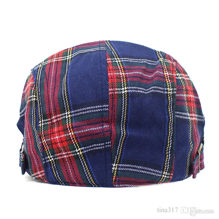 Personality Hat Female Spring/Summer Breathable Plaid Berets Male British Retro Duck Tongue Forward Hats Artist Hat LT646