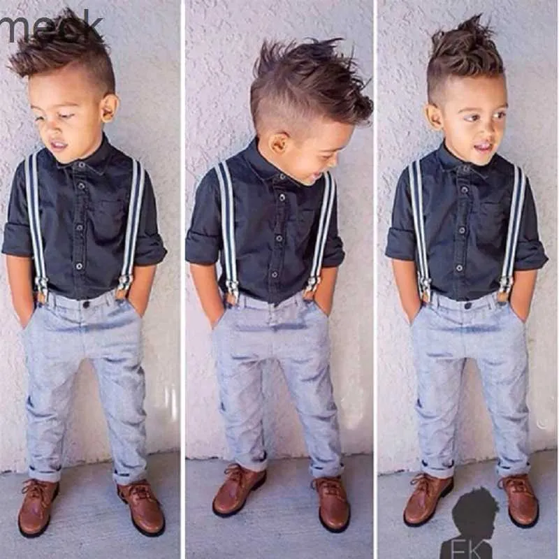 Clothing Sets 2023 new money boy cotton long sleeve pendant pants suit kids gentry suit 2 3 4 5 6 years old cool 2pcs