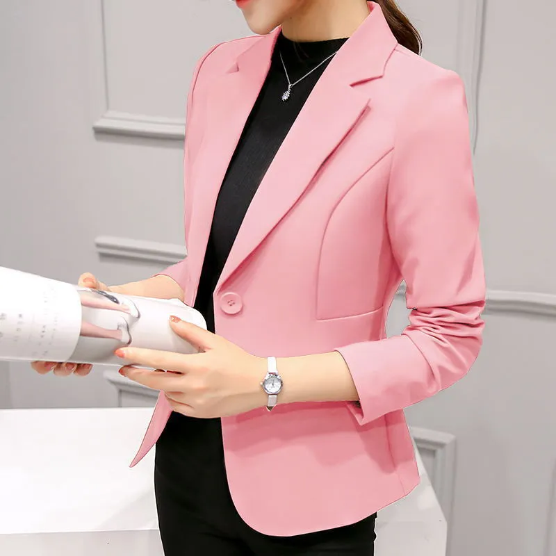 Damskie garnitury Blazers 2023 Ladies Pocket Jacket Slim Fit Longsleeved w stylu koreańskim biuro Traf Tangada 230418