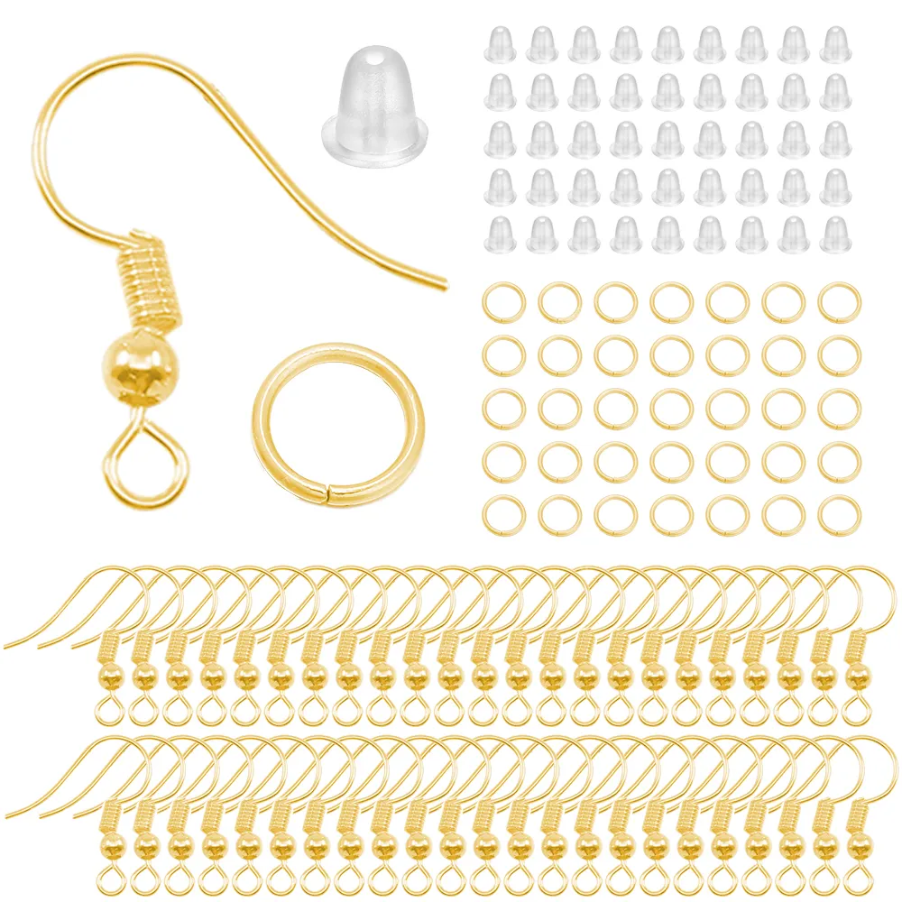 100/220/300pcs Earrings Set Earring Hooks Open Jump Rings Ear Plug Connects For DIY Jewelry Making Findings Supplies Accessories Jewelry MakingJewelry Findings