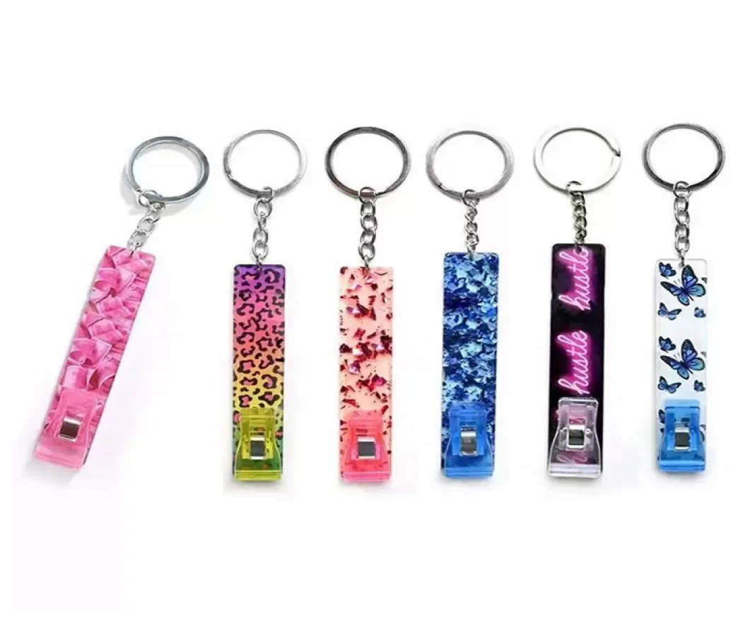 Rökningstillbehör Kvinnor Fashion Acryl Diamond Jewely KeyChain ATM Kreditkort Roach Graber Clip Blunt Holder Puller för Long3332989