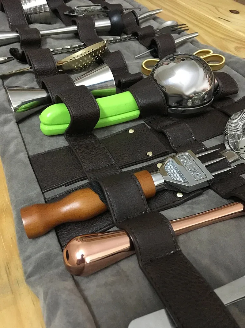 Bar Tools Case Bar Tools Bartender Tool Bag PU Leather Roll Up... From Ping009, $39.34 ...