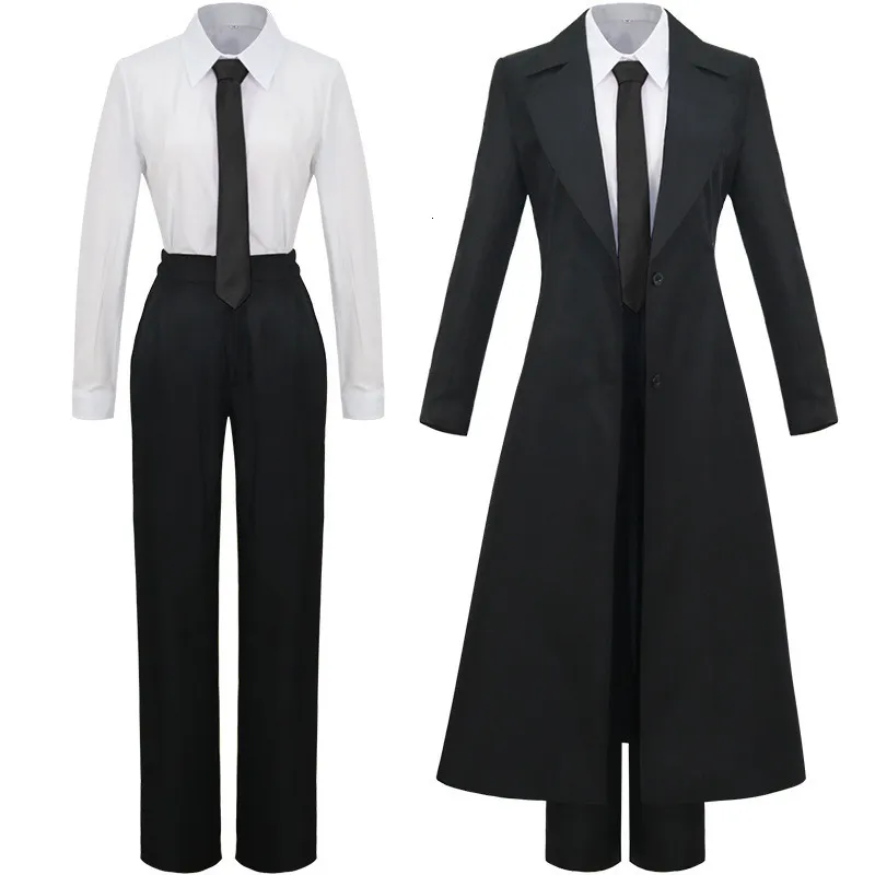 Costume à thème Anime Chains de tronçonneuse Makima Cosplay Costume Black Trench Shirt Tie Pantal