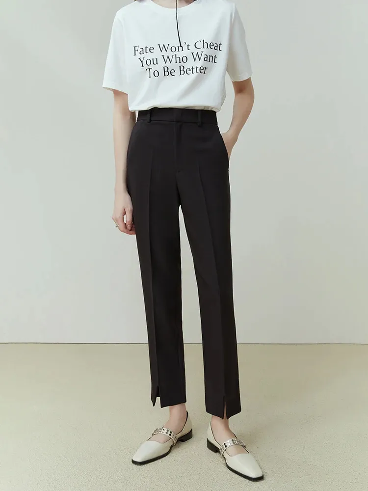 FSLE Tapered High Waisted Capris For Women Spring Next Petite Trouser Suits  Pants With 9 Point Casual Black Design Size 231117 From Yiwang05, $56.89