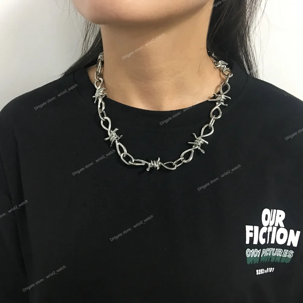 Wire Brambles Necklace Women Hip-hop Punk Style Barbed Wire Brambles Link Chain Choker Gifts for Friends Collares de Moda 2022 Fashion JewelryNecklace barbed wire