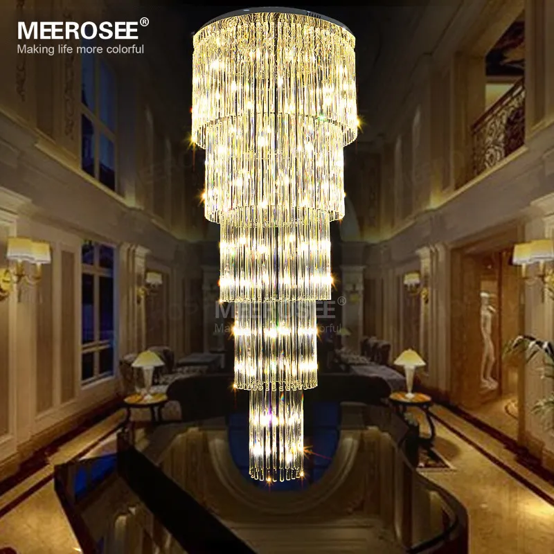 Moderno longo teto luminária g9 vidro lustres de cristal luxo casa iluminação lâmpada da escada para hotel e projeto lamparas de techo