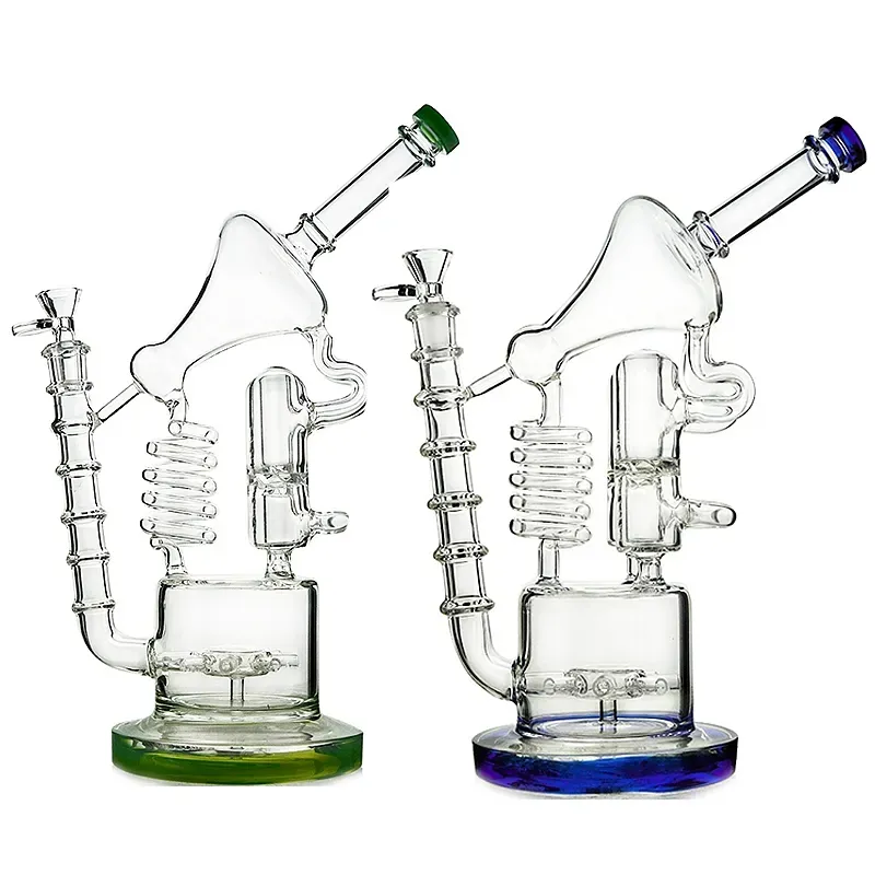 12 pouces énorme recycleur verre Bongs narguilés huile Dab plates-formes bong cage à oiseaux peigne grand barboteur matrice Sidecar conduites d'eau BJ