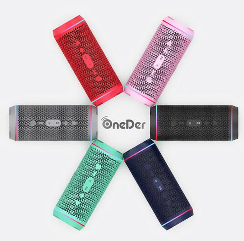 Authentic OneDer-V10 Bluetooth Speaker RGB Light Wireless Portable Outdoor Home Desktop Audio Bass Radio AUX HIFI TF Card Speakers Vs Charge Flip 4 5 6