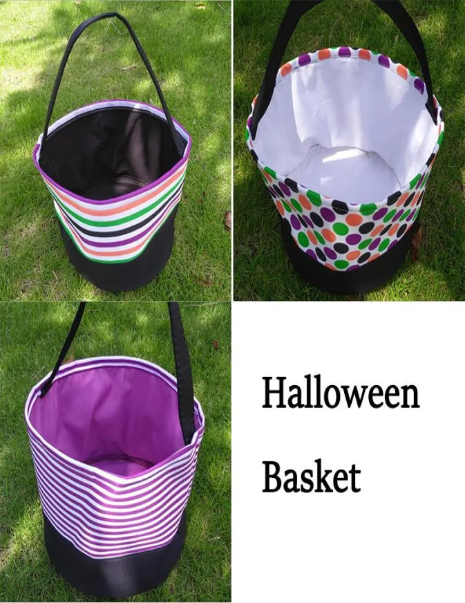 Halloween Festives Candy Basket Polka Dot Bucket Stripe Toy Sacks Funny Trick or Treat Tote Storage Bags Festival Party Decoration8138238