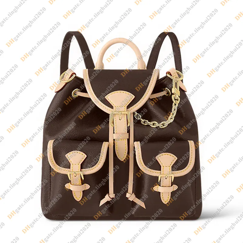 Brown Floral Leather Backpack for Women Casual Daily Backpack with Front Pocket Soft PU 2024 Gift